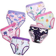 【新品】 [MooMoo Baby] 女の子 ブリーフ パンツ 6点セット 女児 キッズ ショーツ 下着 綿 通気 ショーツ 子供服 短パン ガールズ ジュニア 幼児 小学生 110（90相当）