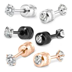 レディース 両耳用 リバーシブル 立爪ジュエル メンズ ネジ式キャッチ サージカルステンレスピアス スタッド