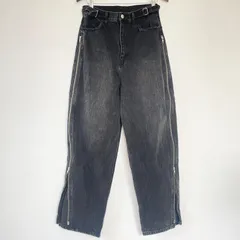 【美品】GRANCY グランシー ジップデザイン バギー　デニム　パンツ ブラック L ワイド ストリート