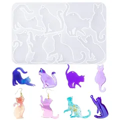 サムコス 猫 シリコンモールド 8種類 エポキシ 樹脂 UVレジン ハンドメイド DIY ブローチ ヘアクリップ ペンダント イヤリング アクセサリー 樹脂 工芸品 0