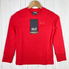 📦️Kid's 8 レッド系 Jackwolfskin ( ジャックウルフスキン ) エッセンシャル クルーネック Essential Crewneck Tulip Red オーガニックコットン ウェア トップス アウター ジャケット フリ
