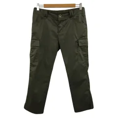 ミッシェルクラン MICHEL KLEIN パンツ カーゴ クロップド テーパード スリット 無地 38 緑 グリーン
