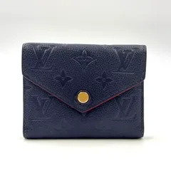 LOUIS VUITTON ポルトフォイユ ヴィクトリーヌ モノグラムアンプラント モノグラムアンプラント マリーヌルージュ レザー ネイビー 三つ折り財布 ゴールド M64577