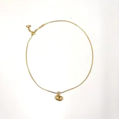 Christian Dior CDロゴ ラインストーン GP×ラインストーン クリア×ゴールド ネックレス