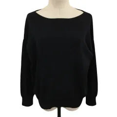 オペークドットクリップ OPAQUE.CLIP カットソー ニット ボートネック プルオーバー 無地 長袖 38 M 黒 ブラック