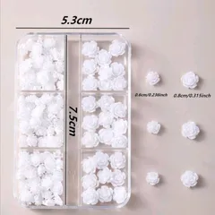 数量限定　ネイルパーツ　バラ　白　ケース入り　セット