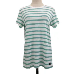 ヘリーハンセン HELLY HANSEN Tシャツ カットソー プルオーバー クルーネック ロゴ ボーダー 半袖 L 緑 白 グリーン ホワイト