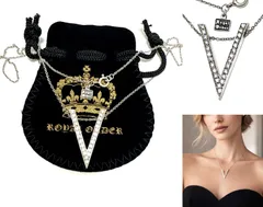 美品　2026　ROYAL ORDER ロイヤルオーダー　SHOWGIRL w PAVE CZ　パヴェ　シグネチャー　V ペンダント ネックレス　公式参考定価93500円のサムネイル