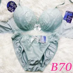 ブラショーツセット B70 脇高 育乳 くすみカラー レース 刺繍 リボン 可愛い 清楚系 フルバック ランジェリー 下着セット