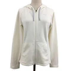 プーマ PUMA パーカー スウェット ジップアップ ロゴ 刺繍 無地 長袖 M 白 ホワイト