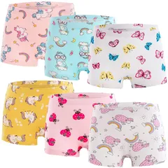 【新品】 女児 ショーツ キッズ 女の子 ボクサー パンツ 下着 6枚セット ジュニアショーツ 綿100% 通気 幼稚園 子供服 短パン ベビー 100 110 120 130 140 150(蝶と羊,140)
