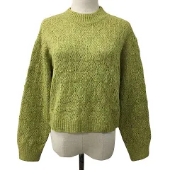 テチチ Te chichi TERRASSE セーター ニット ハイネック プルオーバー 柄編み 長袖 フリー 緑 グリーン