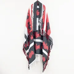 ◎UNDERCOVER　アンダーカバー　ストール　ブランケット　大判　コウモリ　レッド　ブラック　b00695のサムネイル