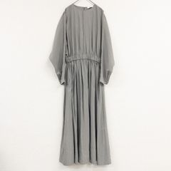 ebure エブール ロングワンピース ギャザー フレア シルク ナイロン グレー 日本製 レディース 36 b00527