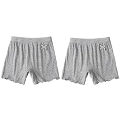 【新品】 [JETSO 4U] 女の子 ショートパンツ レギンス 2本入り セーフティパンツ パンツ 無地 下着 リボン かわいい 柔らかくて快適 多色 小学生100-160 cm(グレー，120)