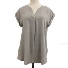 オペークドットクリップ OPAQUE.CLIP カットソー ブラウス プルオーバー シフォン 無地 半袖 38 M グレー