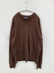 POLO JEANS COMPANY ポロジーンズカンパニー ニット/セーター L/G ブラウン コットン ウール・ニット 無地 ワンポイント ミドル丈 長袖 Vネック