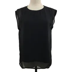 アーバンリサーチ URBAN RESEARCH カットソー プルオーバー クルーネック シフォン シアー レイヤード風 無地 ノースリーブ Free 黒 ブラック