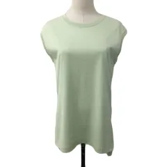 ノーリーズ Nolley's カットソー クルーネック プルオーバー 無地 ノースリーブ 38 緑 グリーン