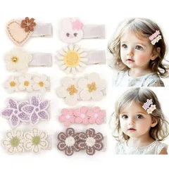 【送料無料】NHUAN ベビー ヘアクリップ 赤ちゃん ヘアピン リボン お花 髪 留め かみどめ クリップ おしゃれ かわいい キッズ ベビーへあアクセサリー 10点セ