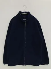 LANDS' END ランズエンド ブルゾン L ネイビー 無地 ブランドロゴ ミドル丈 フードなし ジップアップ