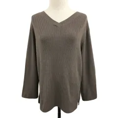 スナイデル SNIDEL セーター ニット Vネック プルオーバー リブ 無地 長袖 F 茶 ブラウン