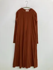 Mila Owen ミラオーウェン ワンピース 1 ブラウン コットン 無地 長袖 ロング・マキシ丈 フレア
