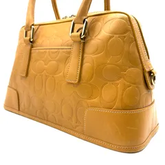 COACH y2k signature sachel handbag コーチ シグネチャー柄 サッチェル ハンドバッグ 型番7011 レザー素材 エンボス加工 男女兼用 キャメル マスタードイエロー