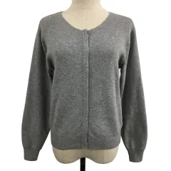 テチチ Te chichi カーディガン ニット ラウンドネック 無地 長袖 M グレー