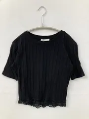 ZARA TRAFALUC ザラトラファルック Tシャツ/カットソー S ブラック 無地 ショート丈 半袖 クルーネック(丸首)