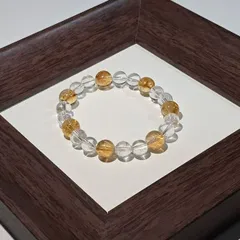 天然黄水晶＆白水晶ブレスレット 金運・仕事運・学業運アップ パワーストーン