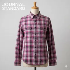ジャーナルスタンダード 長袖 チェックシャツ L ピンク パープル モンティ社製生地 綿100% #K027-83