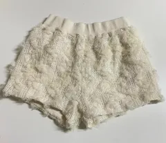 リズリサ ジェラートピケ ヴィンテージ ルームウェア レース ショーツ ショートパンツ アイボリー ラテ