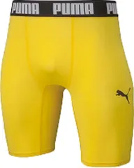プーマ PUMA サッカー コンプレッション ジュニアショートタイツ キッズ 小学生 インナー スパッツ ウェア 練習 トレーニング クラブ 部活 吸水速乾 ワンポイント ロゴ ショーツ  656334 07 サイバー イエロー×プー
