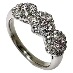 11号 天然ピンクダイヤモンド 計0.12ct ダイヤモンド 計0.88ct リング・指輪 K18WGホワイトゴールド 18金  4.9g レディース 【中古】【真子質店】【NN】