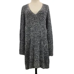 シンプリシテェ Simplicite ワンピース ニット Iライン ミニ ナイロン 長袖 紺 グレー ネイビー