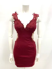 960 JEWELS ジュエルズ キャバクラ ドレス ミニ レース タイト シースルー キャバドレス S