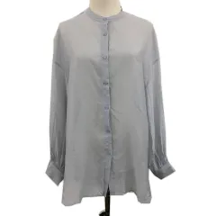 チャオパニック ティピー CIAOPANIC TYPY シャツ ブラウス バンドカラー シアー 無地 長袖 ONE グレー