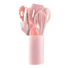 新品 Pop Frog キッチンツールセット 12点 ピンク シリコン製 おたま フライ返し スプーン シリコンヘラ 泡立て器 トング パスタサーバー 収納ボックス付 耐熱 調理器具 一人暮らし おしゃれ 【専門家が監修】のサムネイル