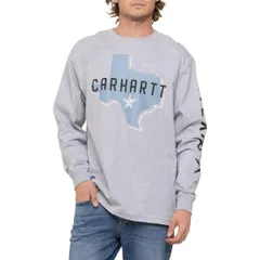 カーハート メンズ トップス Tシャツ グラフィック Carhartt 105501 Heavyweightexas Graphic TShirt Long Sleeve Heather Gray グレー