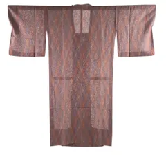 【美品】 道行 身丈126cm 裄丈67.5cm L 和装コート 角衿 花唐草 ぼかし 薄小豆 正絹 名品 【中古】