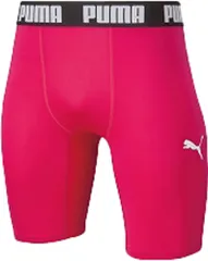 プーマ PUMA サッカー コンプレッション ジュニアショートタイツ キッズ 小学生 インナー スパッツ ウェア 練習 トレーニング クラブ 部活 吸水速乾 ワンポイント ロゴ ショーツ  656334 11 ラズベリー×ホワイト