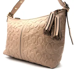 【美品】COACH y2k Legacy embossd signature duffel shoulderbag コーチ レガシーエンボスドシグネチャーダッフルショルダーバッグ レザー型押し フリンジタッセル ピーチローズ