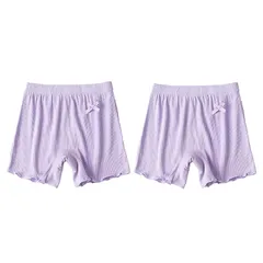 【新品】 [JETSO 4U] 女の子 ショートパンツ レギンス 2本入り セーフティパンツ パンツ 無地 下着 リボン かわいい 柔らかくて快適 多色 小学生100-160 cm(パープル，150)