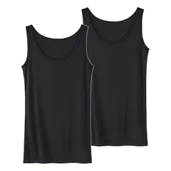 【新品】 [ニッセン] タンクトップ レディース 超冷感ＡＩＲ 丈長め2枚組（接触冷感・吸汗速乾・ＵＶカット） 黒2枚 5L