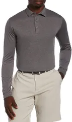 キャラウェイ メンズ トップス ポロシャツ Callaway Menswing Tech Essentialong Sleeve Golf Polo Quiet Shade Heather ヘザー