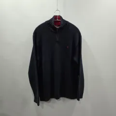 ポロラルフローレン コットン プルオーバー ハーフジップアップ ニット ネイビー XL