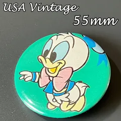 缶バッジ　ビンテージ　輸入 アメリカ 『 ディズニー　ドナルドダック　ドナルド　キャラクター 』 当時物　ヴィンテージ　バッチ　ピン　※ メッセージ　ノベルティー　キャンペーン　( BAT3337 )