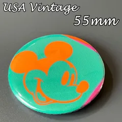 缶バッジ　ビンテージ　輸入 アメリカ 『 ディズニー　ミッキーマウス　ミッキー顔　シルエット 』 当時物　ヴィンテージ　バッチ　ピン　※ メッセージ　ノベルティー　キャンペーン　( BAT3331 )