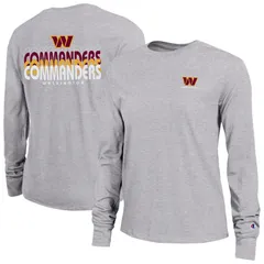 チャンピオン レディース トップス Tシャツ 長袖 Womens Champion Heather Gray Washington Commanders Core LongSleeve TShirt Wft Grey グレー